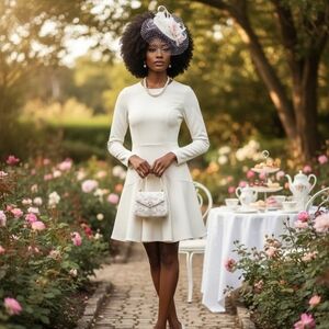 MINTYMEETSMUNT womens XS off white fit & flare cocktail mini stretch dress